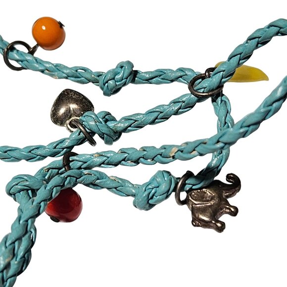 Handmade Turquoise Braided Cord Charm Necklace Assorted Beads Pendants Jewelry - Picture 6 of 12